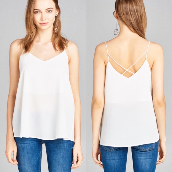 SHELLY✖️ white tank x strappy back flowy top - Picture 2 of 8